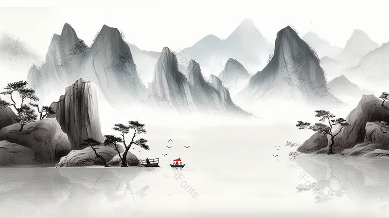 中国风自然山水风景水墨画,插画/手绘图,插画/手绘图库,插画/手绘图下载,插画/手绘